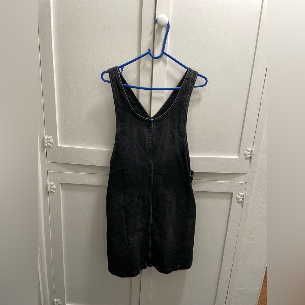 Frank & Oak black denim mini dress with pockets size S